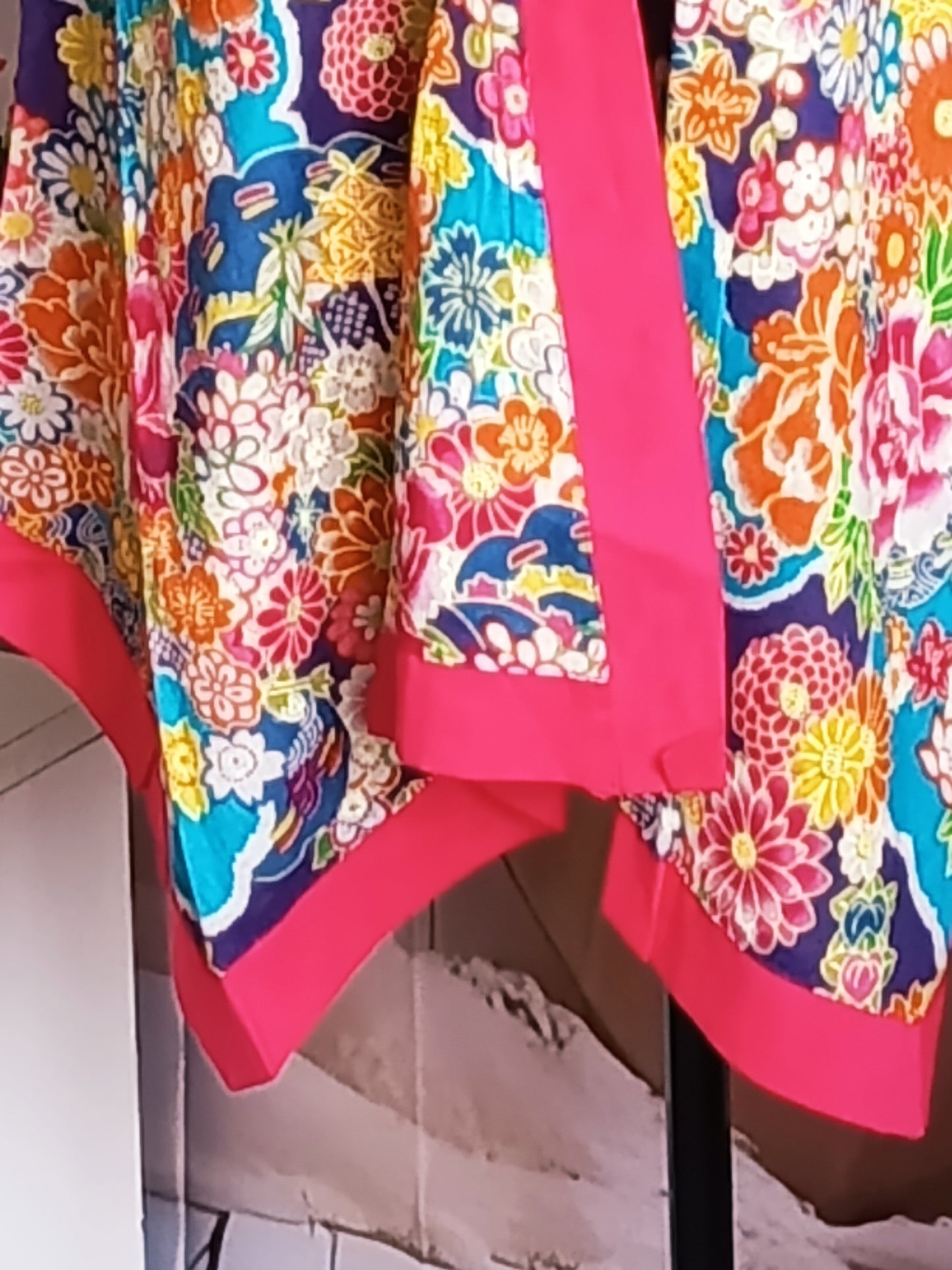Tunique femme 100% voile de coton, multicolore et asymétrique, taille 36-38, N8