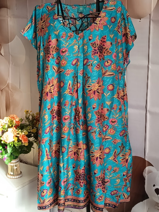 Tunique grande taille, polyester, bleu, rose, marron, taille 56/60, N9
