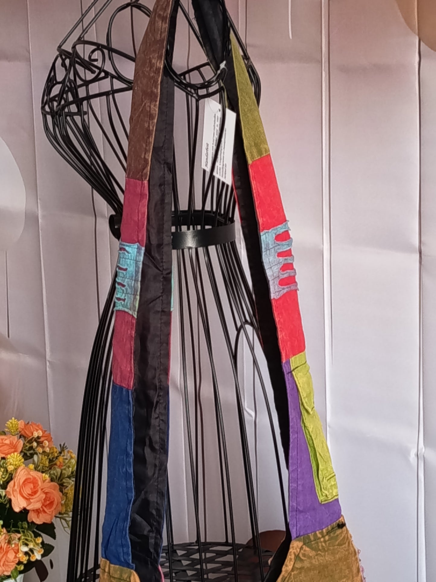 Sac à bandoulière à patchwork, ethnique, coton, très coloré N7A