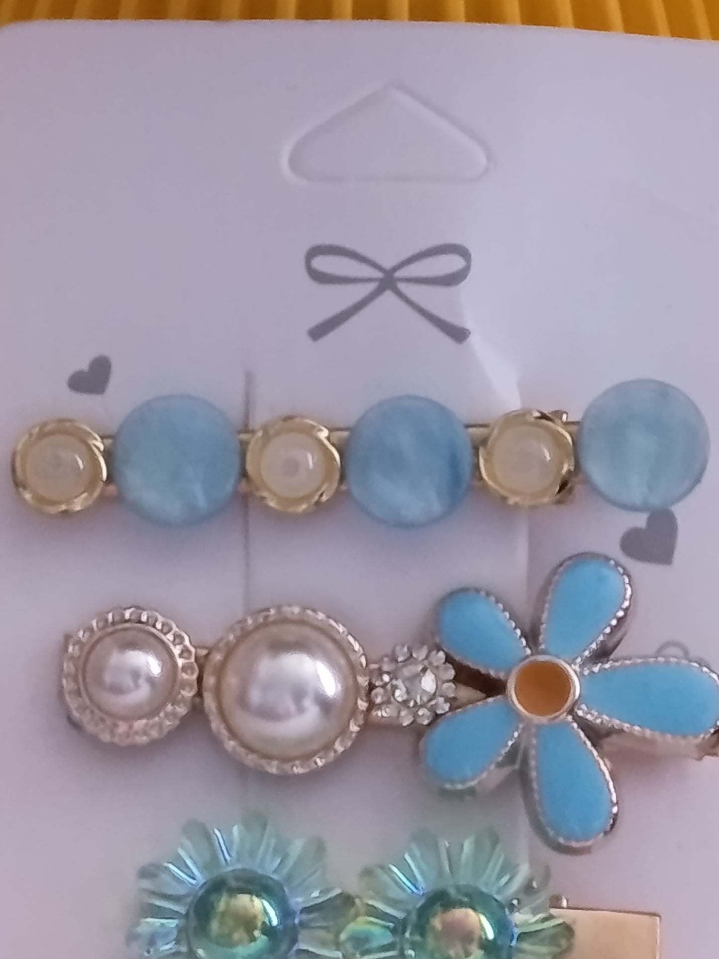 Lot de 6 pinces crocrodiles, dans les tons bleus turquoises et blancs