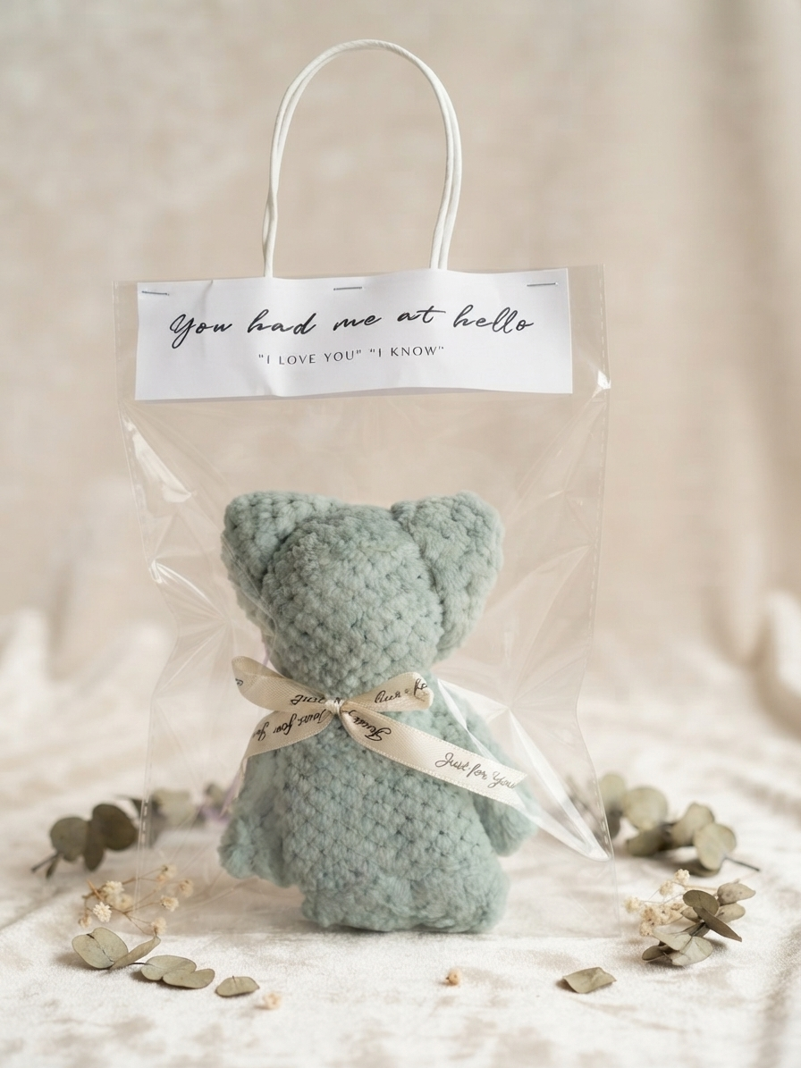 🧸✨ Adorable Serviette d'Invités Ourson Douce & Poétique, dans son sachet avec anses ✨🧸