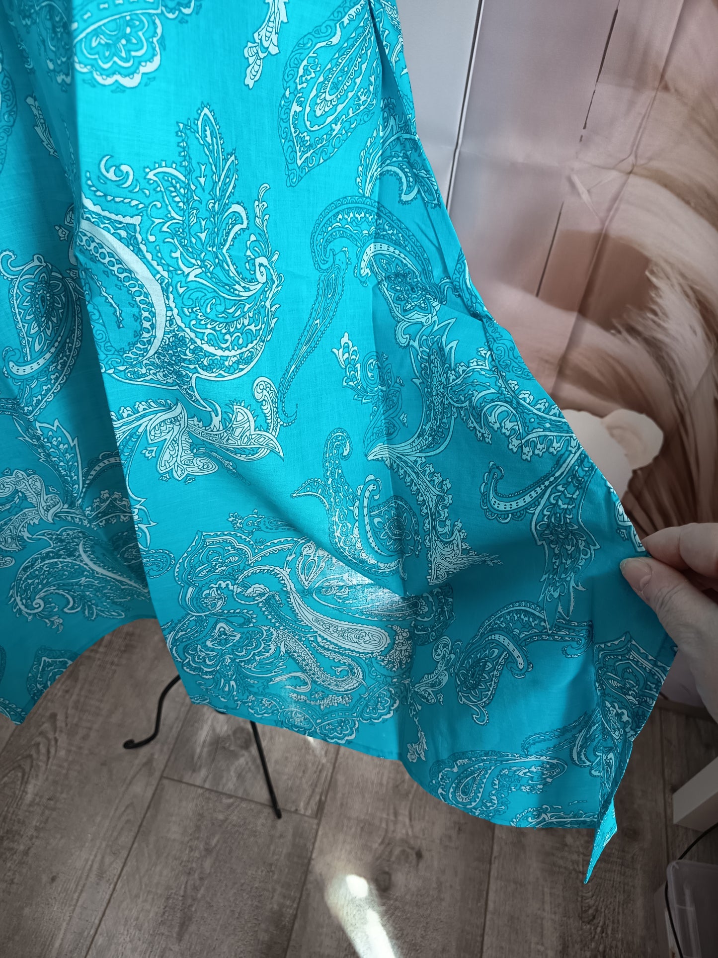 ✨ Robe ou tunique d'été fluide à motifs - Bleu Turquoise (Taille 48/50) 👗
