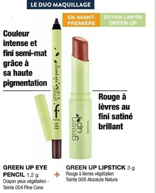Duo maquillage : crayon yeux + rouge à lèvres, green up, édition limitée Flormar